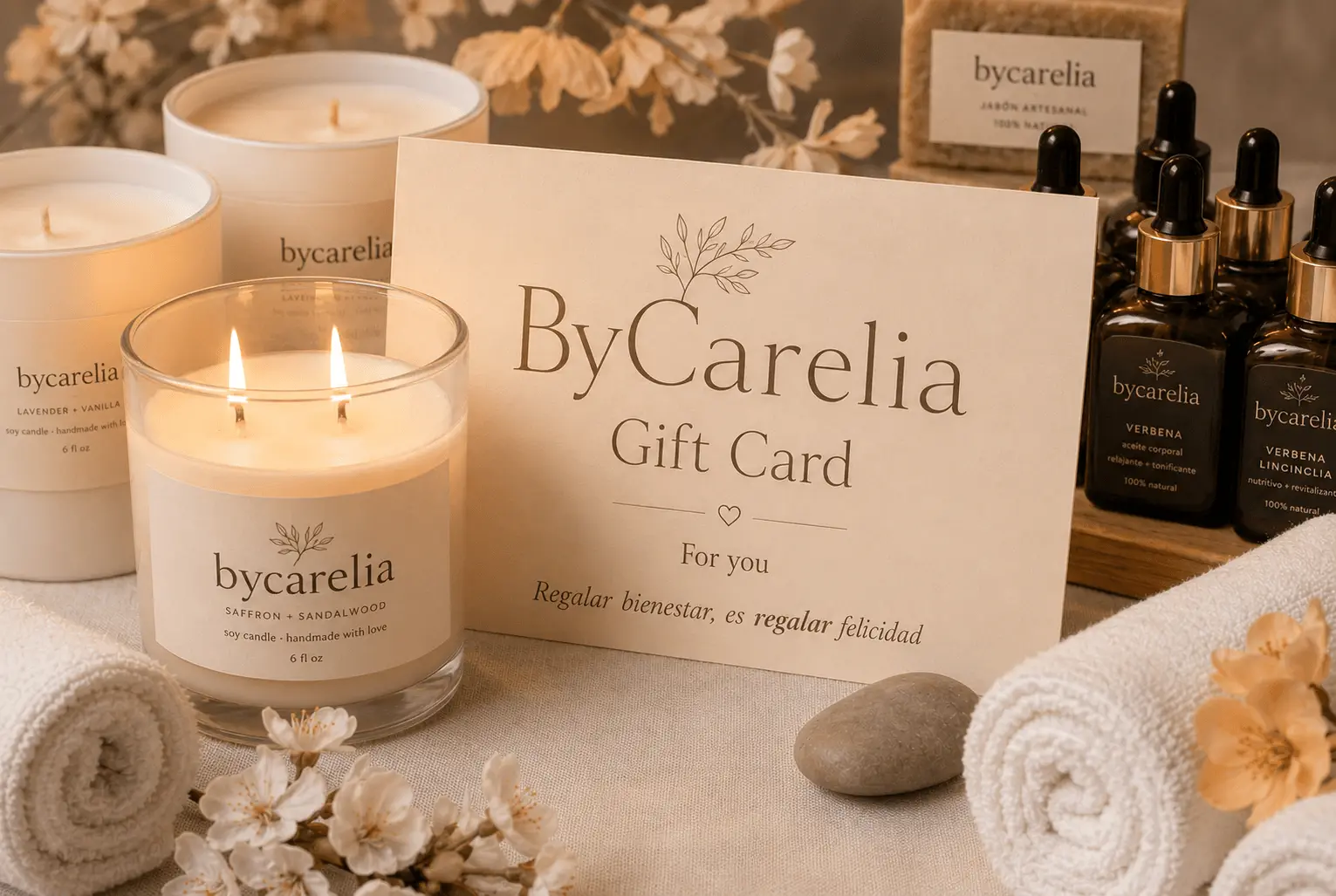 Gift card de bienestar ByCarelia en un entorno cálido y cuidado
